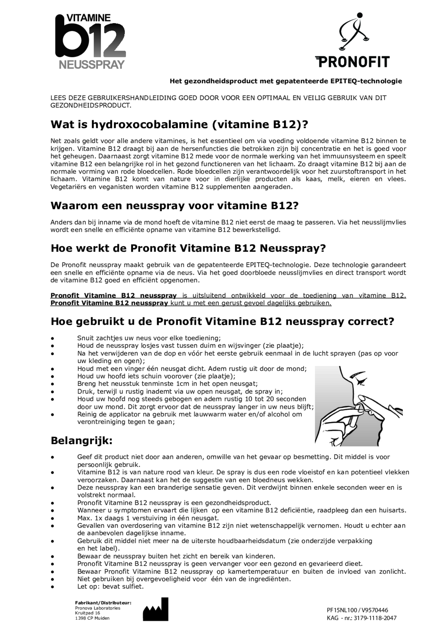 Vitamine B12 Neusspray afbeelding van document #1, gebruiksaanwijzing